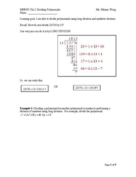 Preview of Grade 12 Advanced Functions MHF4U Math Ch2 Inequalities Lesson Notes Worksheets