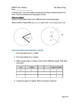Preview of Grade 12 Advanced Functions MHF4U Math Ch4 Trigonometry Lesson Notes Worksheets