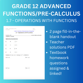 Preview of Grade 12 Advanced Functions/Pre-Calculus • 1.7: Operations with Functions