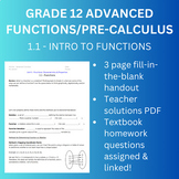 Grade 12 Advanced Functions/Pre-Calculus • Unit 1.1: Intro