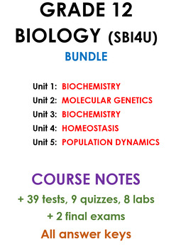 Preview of Grade 12 Biology SBI4U - Course Bundle notes + tests + keys (5 units)