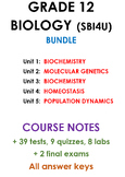 Grade 12 Biology SBI4U - Course Bundle notes + tests + key