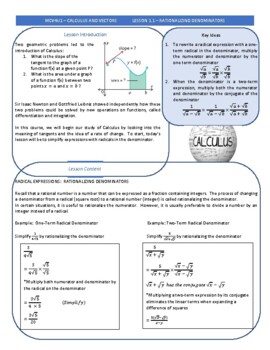 Preview of Grade 12 Calculus Guided Lesson Handouts using Nelson Textbook