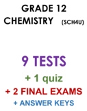 Grade 12 Chemistry SCH4U - collection of 9 tests, quiz, 2 