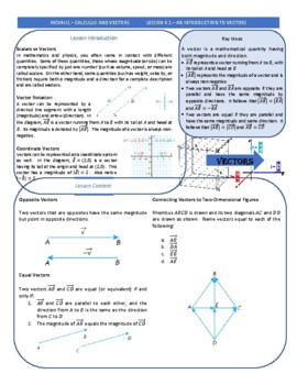 Preview of Grade 12 Vectors Guided Handouts using Nelson Textbook