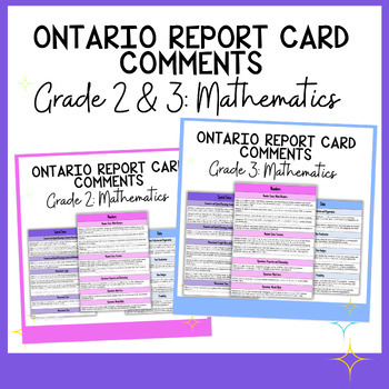 Preview of Grade 2 & 3 Math Report Card Comments Guide - Ontario Curriculum