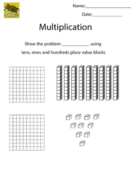 Preview of Grade 2-3 Multiplication Worksheet using Place Value Blocks