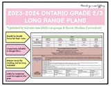 Grade 2/3 Ontario Long Range Plan Editable NEW 2023 CURRICULUM