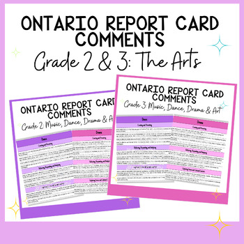 Preview of Grade 2 & 3 Report Cards Comment Bundle - Music, Drama, Art, Dance