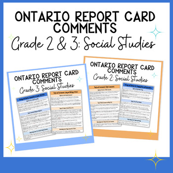 Preview of Grade 2 & 3 Social Studies Report Card Comments Guide - Ontario Curriculum