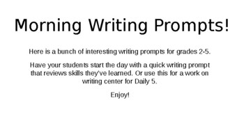 Preview of Grade 2-5 Morning Work Writing Prompts for ALL YEAR!