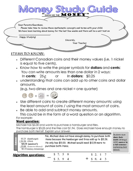 Preview of Grade 2 AND 3 Money Test and Study Guide
