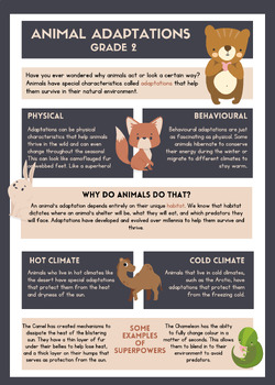 Preview of Grade 2 Animal Physical and Behavioural Adaptations