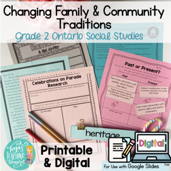 Preview of Grade 2 Changing Family & Community Traditions 2023 Ontario Social Studies