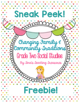 Preview of Grade 2 Changing Family and Community Traditions: Sneak Peek! Freebie!