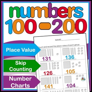 Preview of Counting to 200 Worksheets with Place Value and Skip Counting Activities