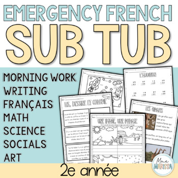 Preview of Grade 2 Emergency French Sub Tub - A week of French sub plan activities