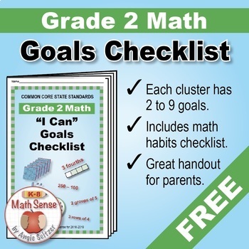 Preview of Grade 2 FREE Checklist of Math Goals with Links to 2nd Grade Math Games