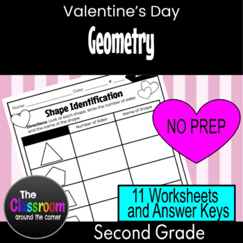 Preview of Grade 2 | Geometry Worksheets | Valentine's Day