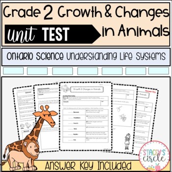 Grade 2 Growth and Changes in Animals Unit Test by Stacey's Circle