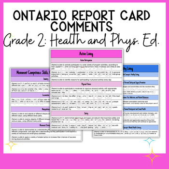 grade 2 physical education report card comments