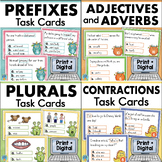 Language Arts Task Cards BUNDLE Grade 2 Prefixes Plurals C