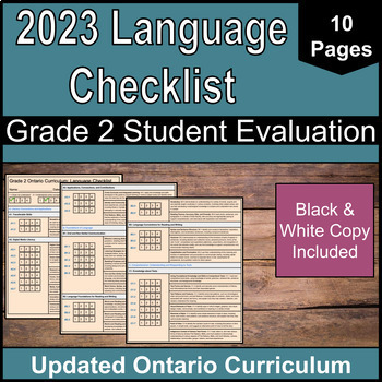 Preview of Grade 2 Language Curriculum Checklist | NEW 2023 Ontario Curriculum | Evaluation