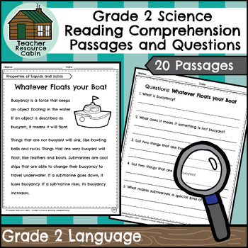 Preview of Grade 2 Science Reading Comprehension Passages and Questions