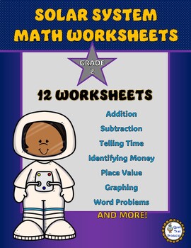 Preview of Grade 2 MATH Worksheets | Solar System Theme
