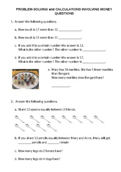 Preview of Grade 2 MATHEMATICS (PROBLEM-SOLVING and CALCULATIONS INVOLVING MONEY)