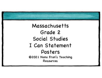 Preview of Grade 2  Massachusetts Social Studies I Can Statement Posters