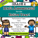 Grade 2 Math Assessments for the Entire Year (Editable)