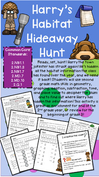 Preview of Grade 2 Math Enrichment Skill Review - Harry's Habitat Hideaway Hunt
