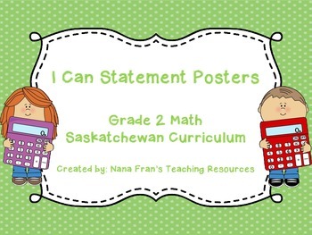 Preview of Grade 2 Math I Can Statement Posters - Saskatchewan