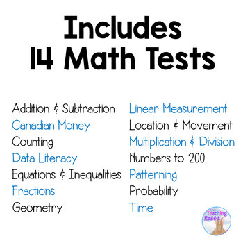 Grade 2 Math Tests Bundle (Based on Ontario Curriculum) by ...