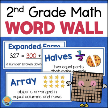 Preview of 2nd Grade Math Word Wall Cards Vocabulary Posters