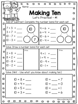 2nd Grade Module 1 Lesson 1 Supplemental Worksheets - Making Ten