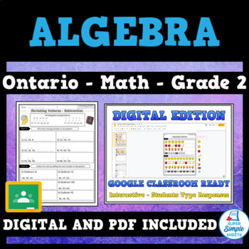 Preview of Grade 2 - New Ontario Math Curriculum 2020 - Algebra - GOOGLE AND PDF