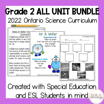 Preview of Grade 2 Ontario 2022 Science - ALL UNITS
