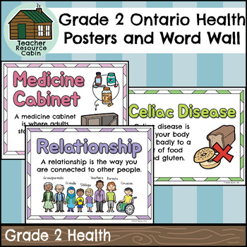 Preview of Grade 2 Ontario Health Word Wall and Posters