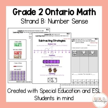 Preview of Grade 2 Ontario Math FULL Numbers Unit created with Special Education in mind 