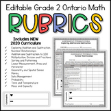 Grade 2 Ontario Math Rubrics - 2020 CURRICULUM & ALL STRANDS