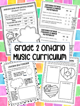 Preview of Grade 2 Ontario Music Curriculum- Music Journal
