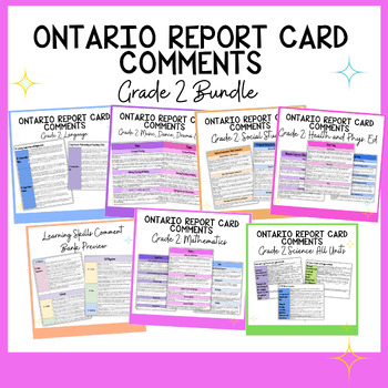 Preview of Grade 2 Ontario Report Card Comments Bundle - All subjects - Learning Skills