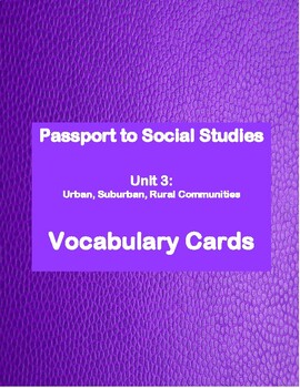 Preview of Grade 2 Passport to Social Studies Unit 3 Vocabulary Cards for Word Wall