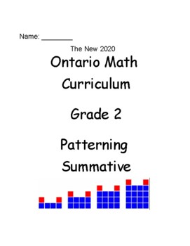 Preview of *New 2020 Math Curriculum Grade 2 Patterning Test (Ontario)