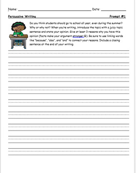 Grade 2 Persuasive Writing Prompts - With Rubric by Miss Irons ...