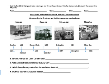 Preview of Grade 2 SS: NYC Transit Timeline Portfolio, Rubric, and BB Task Card