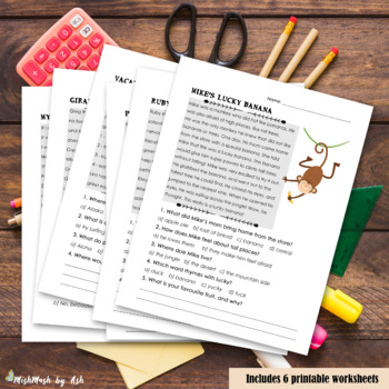 grade 2 second grade reading comprehension worksheets 6 pages