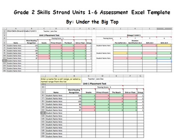 Preview of Grade 2 Skills Strand Units 1-6 Assessment Excel Templates